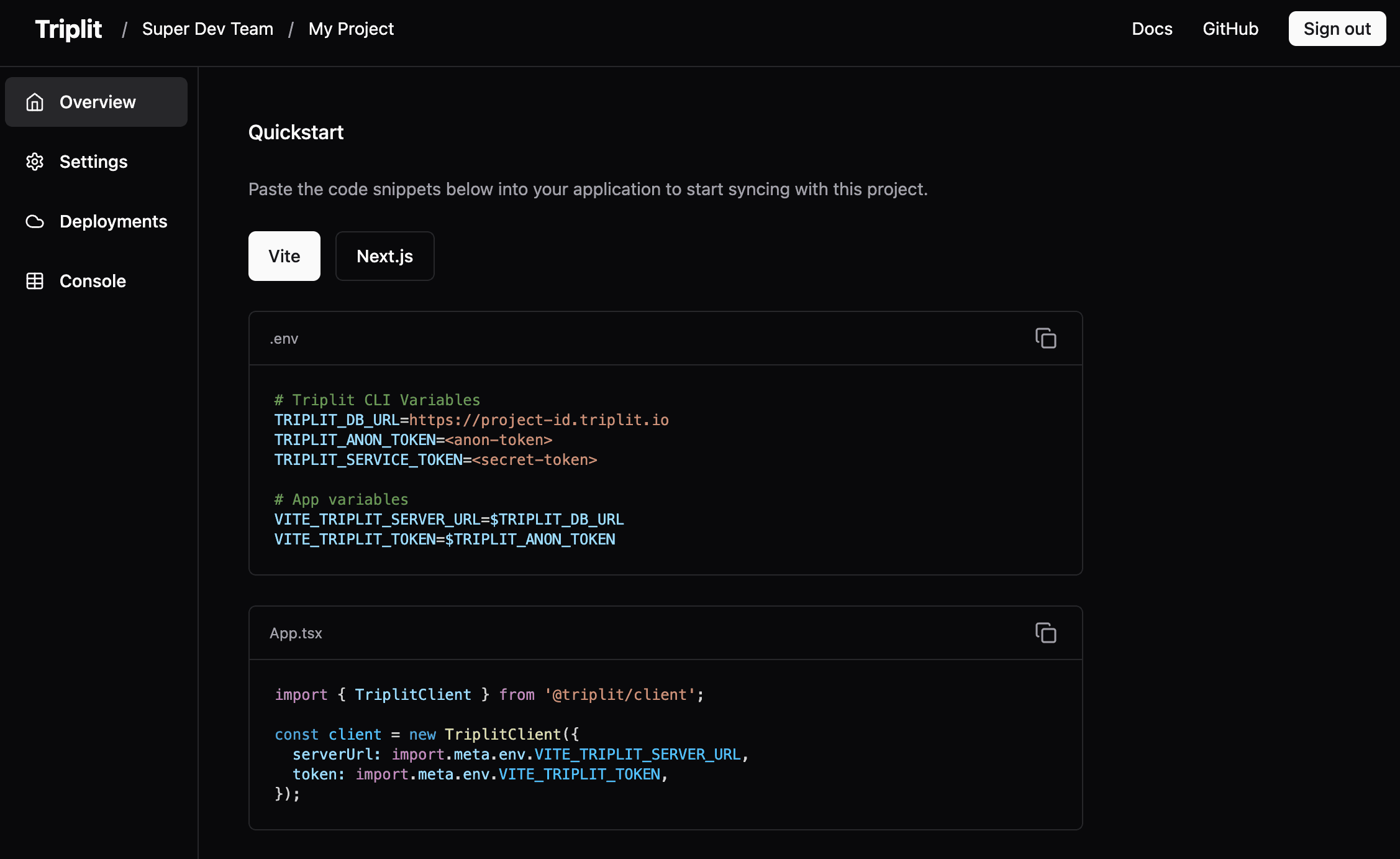 Triplit Dashboard