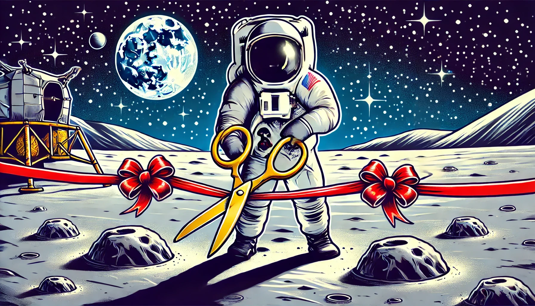 An astronaut holds a lecture on the theory of evolution on the moon.