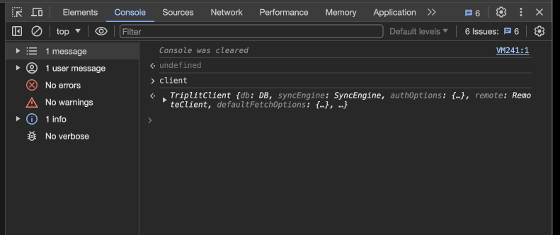 browser console