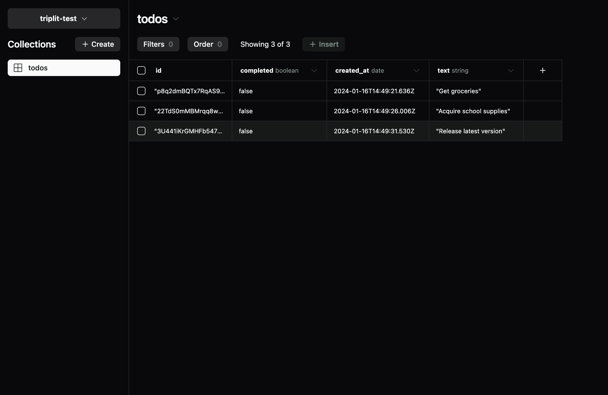 Triplit console